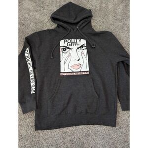Pouty Girl Fanjoy Not Yours Never Was Graphic Hoodie Charcoal Gray Large
